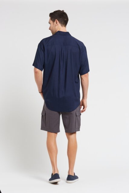 Braintree - Mens Hemp Rayon Short  Sleeve Shirt - Navy - Image 3