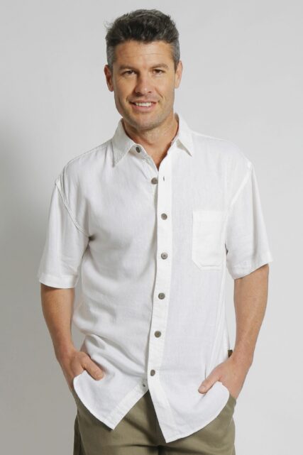 Braintree - Mens Hemp Rayon Short  Sleeve Shirt - White