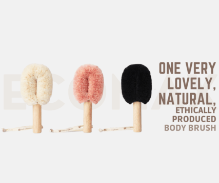 Ecomax spa body brush range that says "one very lovely, natural, ethically produced body brush"