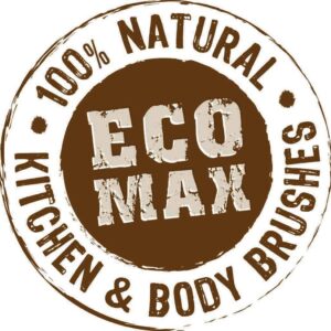 Ecomax logo that says 100% natural Kitchen and body Brushes