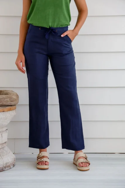 Braintree - Ladies 100% Hemp Drawstring Pants Navy