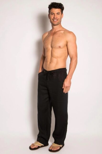 Braintree - Mens 100% Hemp Drawstring Pants Black - Image 2