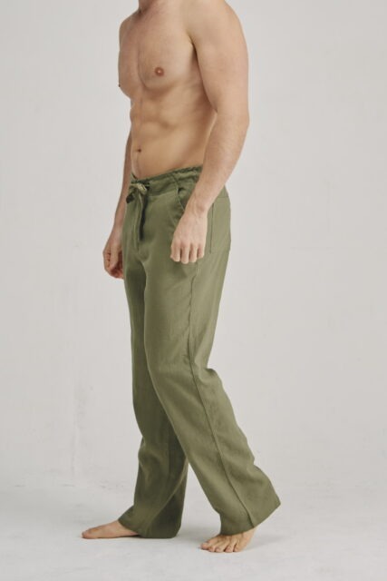 Braintree - Mens 100% Hemp Drawstring Pants Khaki - Image 2