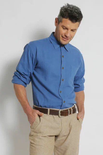 Braintree - Mens Hemp Rayon Long Sleeve Shirt Blue