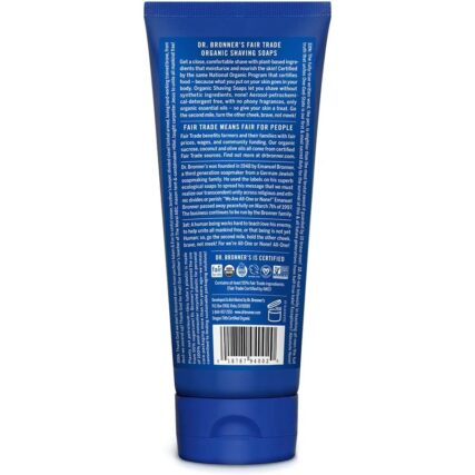 Dr. Bronner's organic shaving soap peppermint rear of the tube